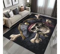 Générique Tapis Salon Crâne de Pirate, Tapis Tête de Mort Gothique, Poils Antidérapant Courts Doux Moquette pour Salon Chambre Bureau pour Un Nettoyage Facile 200 x 300 cm P-&95