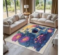 Générique Tapis Salon Crâne Psychédélique 140x200 cm, Tapis Fleurs Champignons Fantastique pour Chambre, Moquette Antidérapant Lavable à Poils Ras, Paillasson Décor à La Maison C&J42