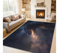 Générique Tapis Salon Créature Mythique, Tapis Dragon de Feu, Poils Antidérapant Courts Doux Moquette pour Salon Chambre Bureau pour Un Nettoyage Facile 120x120 cm P-&84