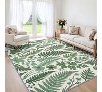 Générique Tapis Salon Cuisine Plantes Fougères Lavable | AntidéRapant Poil Ras Nature Nervures De Feuille Tapis 120 x 170 cm pour Chambre Salle a Manger Descente de Lit Bureau