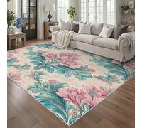 Générique Tapis Salon Damassé Floral, Tapis Baroque Vintage, Poils Antidérapant Courts Doux Moquette pour Salon Chambre Bureau pour Un Nettoyage Facile 200x290 cm P-&129