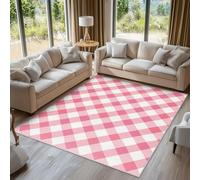 Générique Tapis Salon Damier Rose Blanc 120x170 cm, Tapis Plaid Rose pour Chambre, Moquette Antidérapant Lavable à Poils Ras, Paillasson Décor à La Maison C29