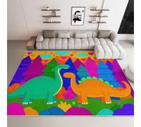 Générique Tapis Salon Dessins Animés Dessins d'enfants Dinosaures Lavable Pile Courte et Douce, Rectangulaire Tapis Chambre Intérieur Extérieur Dessous antidérapant 160x230 cm, Coloré