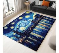 Générique Tapis Salon Doux Cité Étoilée Abstraite 160x230cm Tapis de Chambre Antidérapant Lavable, Moquette Poil Ras Imprimé 3D Moderne pour Enfants Ados