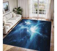 Générique Tapis Salon Éclair, Tapis Orage Bleu, Poils Antidérapant Courts Doux Moquette pour Salon Chambre Bureau pour Un Nettoyage Facile 140 x 200 cm P-&33
