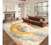 Générique Tapis Salon Éléphant 180x240 cm, Tapis Éléphant Mignon Ballon Lune pour Chambre, Moquette Antidérapant Lavable à Poils Ras, Décor à la Maison C&J104