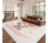 Générique Tapis Salon Éléphant Mignon Paillasson Interieur Entree Ballon Lune Étoiles Enfants Filles 50x80 cm, Moquette de Sol Doux et Antiderapant à Poils Courts, Tapis Sol Décor à la Maison C&J104