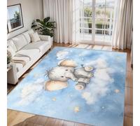 Générique Tapis Salon Éléphant, Tapis Chambre Animaux Mignon Dessin Animé, Doux Flanelle Poil Court 60x110 cm - Lavable Antidérapant Paillasson H-71