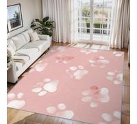 Générique Tapis Salon Empreinte de Patte Rose Paillasson Interieur Entree Empreinte de Patte Mignon 50x80 cm, Moquette de Sol Doux et Antiderapant à Poils Courts, Tapis Sol Décor à la Maison C&J107