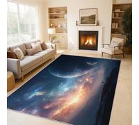 Générique Tapis Salon Espace Cosmique 80x150 cm, Tapis Planète Fantastique pour Chambre, Moquette Antidérapant Lavable à Poils Ras, Paillasson Décor à La Maison C&J51