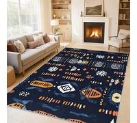 Générique Tapis Salon Ethnie Navajo, Tapis Géométrique Abstrait, Poils Antidérapant Courts Doux Moquette pour Salon Chambre Bureau pour Un Nettoyage Facile 120x120 cm P-&55