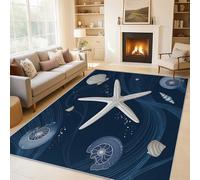 Générique Tapis Salon Étoile de Mer Conque, Tapis Marin Bord de Mer, Poils Antidérapant Courts Doux Moquette pour Salon Chambre Bureau pour Un Nettoyage Facile 180 x 240 cm P-&85