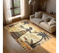 Générique Tapis Salon Femme Africaine, Tapis Ethnique Tribale Tradition, Poils Antidérapant Courts Doux Moquette pour Salon Chambre Bureau pour Un Nettoyage Facile 200x290 cm P-&67