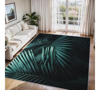 Générique Tapis Salon Feuille de Palmier 200x300 cm, Tapis Feuilles Vert Botanique Tropicale pour Chambre, Moquette Antidérapant Lavable à Poils Ras, Décor à la Maison C&J81