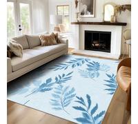 Générique Tapis Salon Feuilles de Fougère Bleue Paillasson Interieur Entree Plantes Minimaliste 60x90 cm, Moquette de Sol Doux et Antiderapant à Poils Courts, Tapis Sol Décor À La Maison C12