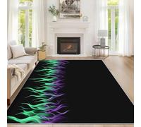 Générique Tapis Salon Flamme, Tapis Flamme Vert et Violette, Poils Antidérapant Courts Doux Moquette pour Salon Chambre Bureau pour Un Nettoyage Facile 180 x 240 cm P-&60
