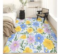 Générique Tapis Salon Fleurs de Campagne Paillasson Interieur Entree Fleur Coloré 60x90 cm, Moquette de Sol Doux et Antiderapant à Poils Courts, Tapis Sol Décor à La Maison C&J50