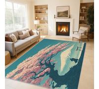 Générique Tapis Salon Fleurs de Cerisier Paillasson Interieur Entree Mont Fuji 40x60 cm, Moquette de Sol Doux et Antiderapant à Poils Courts, Tapis Sol Décor à La Maison C&J41