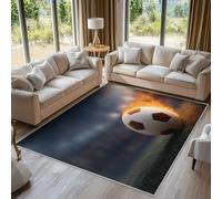 Générique Tapis Salon Football, Tapis Chambre Foot Feu Garçons, Doux Flanelle Poil Court 60x110 cm - Lavable Antidérapant Paillasson H-21