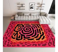 Générique Tapis Salon Formes Minimalistes Et Abstraites Lavable Pile Courte et Douce, Rectangulaire Tapis Chambre Intérieur Extérieur Dessous antidérapant 120x170 cm, Rose