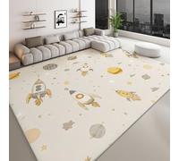Générique Tapis Salon Fusée Cosmique Étoiles Étoiles Antidérapant Grand Tapis Dessin Animé Lavable en Machine Chambre Poil Ras Doux Paillasson Décoration 180 x 240 cm