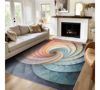 Générique Tapis Salon Géométrique Spirale 80x150 cm, Tapis Tourbillon Coloré pour Chambre, Moquette Antidérapant Lavable à Poils Ras, Paillasson Décor À La Maison C10