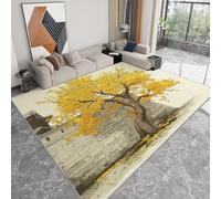 Générique Tapis Salon Ginkgo doré Ville Ancienne Modèle 120 x 170 cm Lavable en Machine Super Doux et Antidérapant Tapis Décoratif Salon Doux Poil Court pour Chambre Adulte, Salle à Manger
