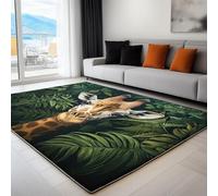 Générique Tapis Salon Girafe, Animal La Jungle Lavable Pile Courte et Douce, Rectangulaire Tapis Chambre Intérieur Extérieur Dessous antidérapant 120x170 cm, Vert