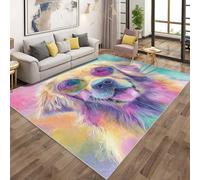 Générique Tapis Salon Golden Retriever, Tapis Chambre Chiot de Compagnie Chien Colorée, Doux Flanelle Poil Court 50x80 cm - Lavable Antidérapant Paillasson H-8