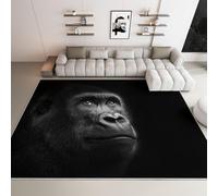 Générique Tapis Salon Gorille Noir 160x230cm Tapis Lavable Antidérapant Doux, Moquette Poil Ras Intérieur Impression 3D pour Chambre, Salle à Manger, Chambre d'enfant