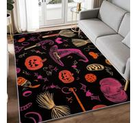 Générique Tapis Salon Halloween Nuit Sorcière Citrouille Modèle 80 x 150 cm Lavable en Machine Super Doux et Antidérapant Tapis Décoratif Salon Doux Poil Court pour Chambre Adulte, Salle à Manger
