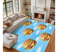 Générique Tapis Salon Hamburger, Bleu Fast-Food Tapis Poil Ras Doux Antidérapant 200x300cm pour Chambre Salle à Manger Bureau, Décoration d'intérieur ZY&L9