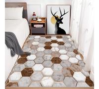 Générique Tapis Salon Hexagone 120x160 cm, Tapis Motif Marbre Géométrique Nid d'abeille Antidérapant Poils Ras Doux Lavable pour Chambre, Moquette Décoration Intérieure QAZ72