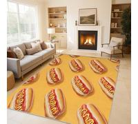 Générique Tapis Salon Hot Dog 140x200 cm, Tapis Nourriture Abstraite pour Chambre, Moquette Antidérapant Lavable à Poils Ras, Paillasson Décor à La Maison C&J34