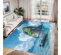 Générique Tapis Salon Île Paillasson Interieur Entree Bateau Océan Paysage Marin 60x90 cm, Moquette de Sol Doux et Antiderapant à Poils Courts, Tapis Sol Décor à la Maison C&J79