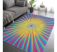 Générique Tapis Salon Illusion Optique, Tapis Chambre Abstrait Colorée Psychédélique, Doux Flanelle Poil Court 50x80 cm - Lavable Antidérapant Paillasson H-5