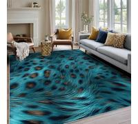 Générique Tapis Salon Imprimé Animal Léopard 180x200, Decoration de Chambre Motif Bleu Sarcelle Imprimé Guépard, Tapis Lavable en Machine, Doux Antidérapant Poil Ras Grand Carpet KV138
