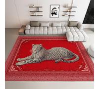 Générique Tapis Salon Imprimé Léopard Vintage Antidérapant Grand Tapis Imprimé Animalier Lavable en Machine Chambre Poil Ras Doux Paillasson Décoration 160 x 230 cm