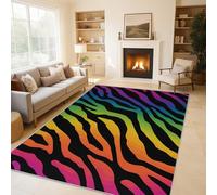 Générique Tapis Salon Imprimé Zèbre Coloré 120x170 cm, Tapis Abstrait Moderne pour Chambre, Moquette Antidérapant Lavable à Poils Ras, Paillasson Décor à La Maison C&J47