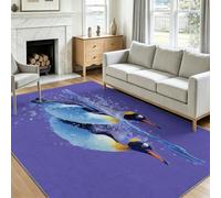 Générique Tapis Salon Interieur 80 x 150 cm D'Entrée Lavable en Machine Antidérapant Deux Manchots Nageant dans l’Arctique Petit Carpet Descente de Lit Cuisine Doux Poil Ras Cartoon Tapis