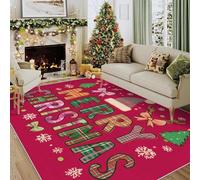 Générique Tapis Salon Joyeux Noël 80x120 cm, Tapis Papillon Arbre pour Chambre, Moquette Antidérapant Lavable à Poils Ras, Decoration Noel CL&J3
