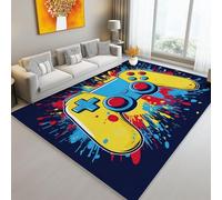 Générique Tapis Salon Lavable 90 x 120 cm, Art Graffiti Abstraction Manette De Jeu Tapise Moquette à Poils Ras pour Décor de Salon - Antidérapant Noir Tapis