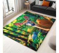 Générique Tapis Salon Lavable Animaux Cerfs Forêt 160 x 230 cm Moquette Interieur Impression 3D, Vert Doux Antidérapant Flanelle Tapis, pour Salon Chambre à Coucher d'enfant Entrée