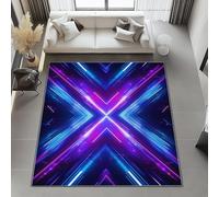 Générique Tapis Salon Lavable Bleu Violet 50x80 cm, Abstrait en Forme De X Lignes Imprimé Pile Courte et Douce Antidérapant Rectangulaire Tapis pour Chambre Les Salons et Les Couloirs
