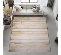 Générique Tapis Salon Lavable Brun 60x90 cm, Vertical Planches Texture Imprimé Pile Courte et Douce Antidérapant Rectangulaire Tapis pour Chambre Les Salons et Les Couloirs