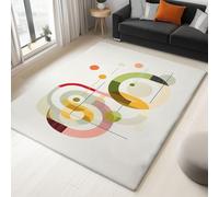 Générique Tapis Salon Lavable Bureau Entrée Adulte 100 x 150 cm, Doux Tapis Chambre Blanc Léger Antidérapant Formes Modernes Courbes Et Abstraites Imprimé Rectangle Poil Court