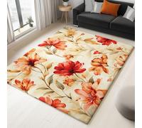 Générique Tapis Salon Lavable Bureau Entrée Adulte 100 x 150 cm, Doux Tapis Chambre Léger Antidérapant Rétro Automne Floral Imprimé Rectangle Poil Court