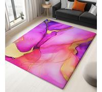 Générique Tapis Salon Lavable Bureau Entrée Adulte 140 x 200 cm, Doux Tapis Chambre Léger Antidérapant Moderne Abstrait Fluide À La Feuille d'or Imprimé Rectangle Poil Court