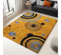Générique Tapis Salon Lavable Bureau Entrée Adulte 80 x 150 cm, Doux Tapis Chambre Jaune Léger Antidérapant Art Moderne Cercle Imprimé Rectangle Poil Court