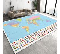 Générique Tapis Salon Lavable Carte du Monde 140x200 cm Moquette Interieur, Thèmes Géographiques Terre-Océan Doux Antidérapant Flanelle Tapis pour Salon Chambre à Coucher d'enfant Entrée D-61